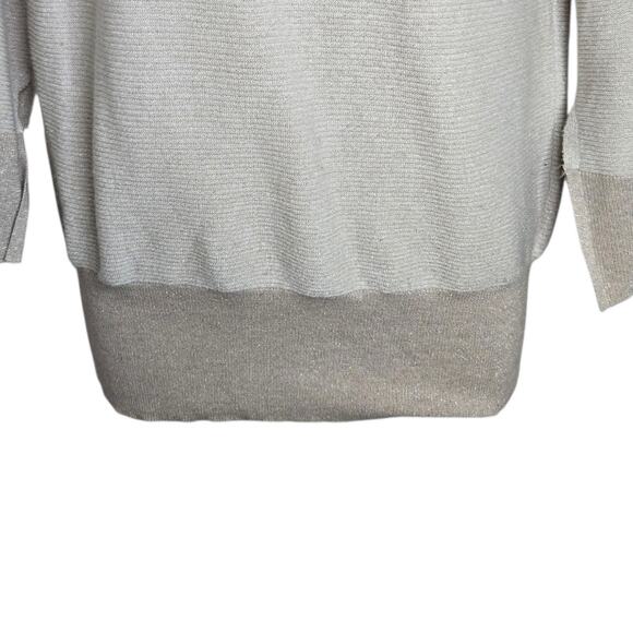 White House Black Market Cashmere Blend Metallic Knit Sweater‎ XS Beige Gold - Picture 3 of 6